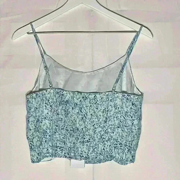 Sadie & Sage Womens Crop Top Blue S Smocked Back Adjustable Straps Dainty Fun - Picture 2 of 10
